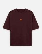 Filhaal_oversized_T-Shirt_maroon_front_print_mockup