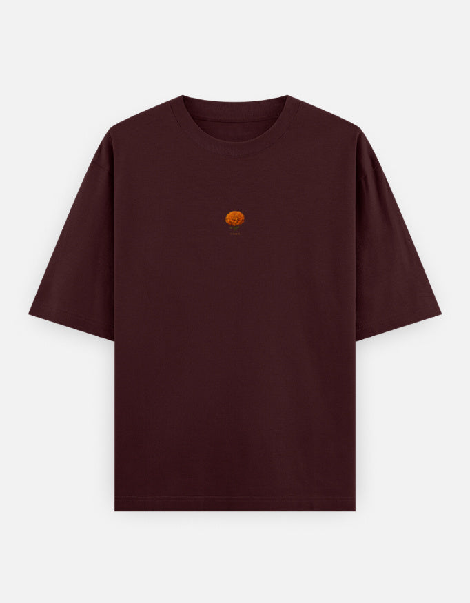 Filhaal_oversized_T-Shirt_maroon_front_print_mockup