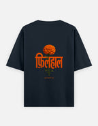Filhaal_oversized_T-Shirt_navyblue_back_print_mockup