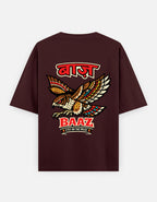 baaz_oversized T-Shirt_maroon_ back_print_mockup