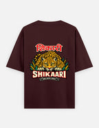 shikaari_oversized T-Shirt_maroon_ back_print_mockup