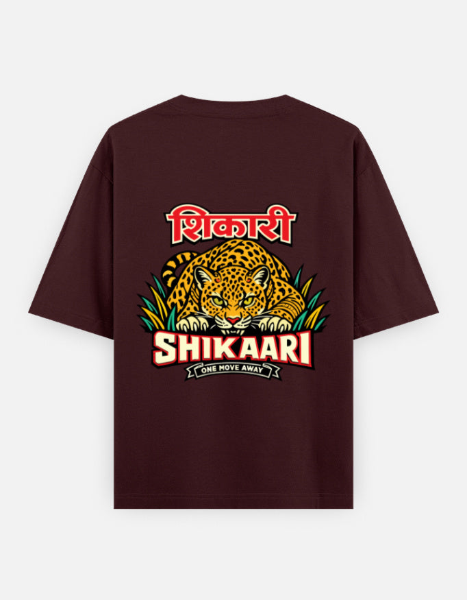 shikaari_oversized T-Shirt_maroon_ back_print_mockup