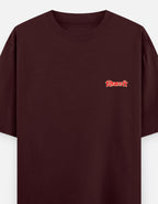 shikaari_oversized T-Shirt_maroon_ front_print_mockup